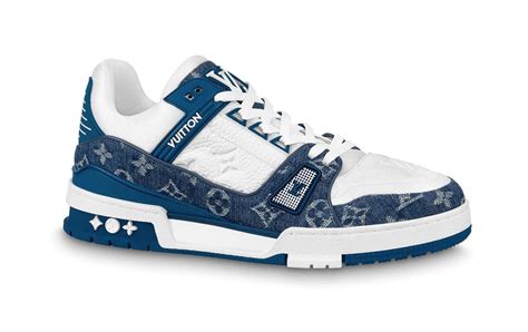 Louis Vuitton LV Trainer Monogram Denim White Blue .